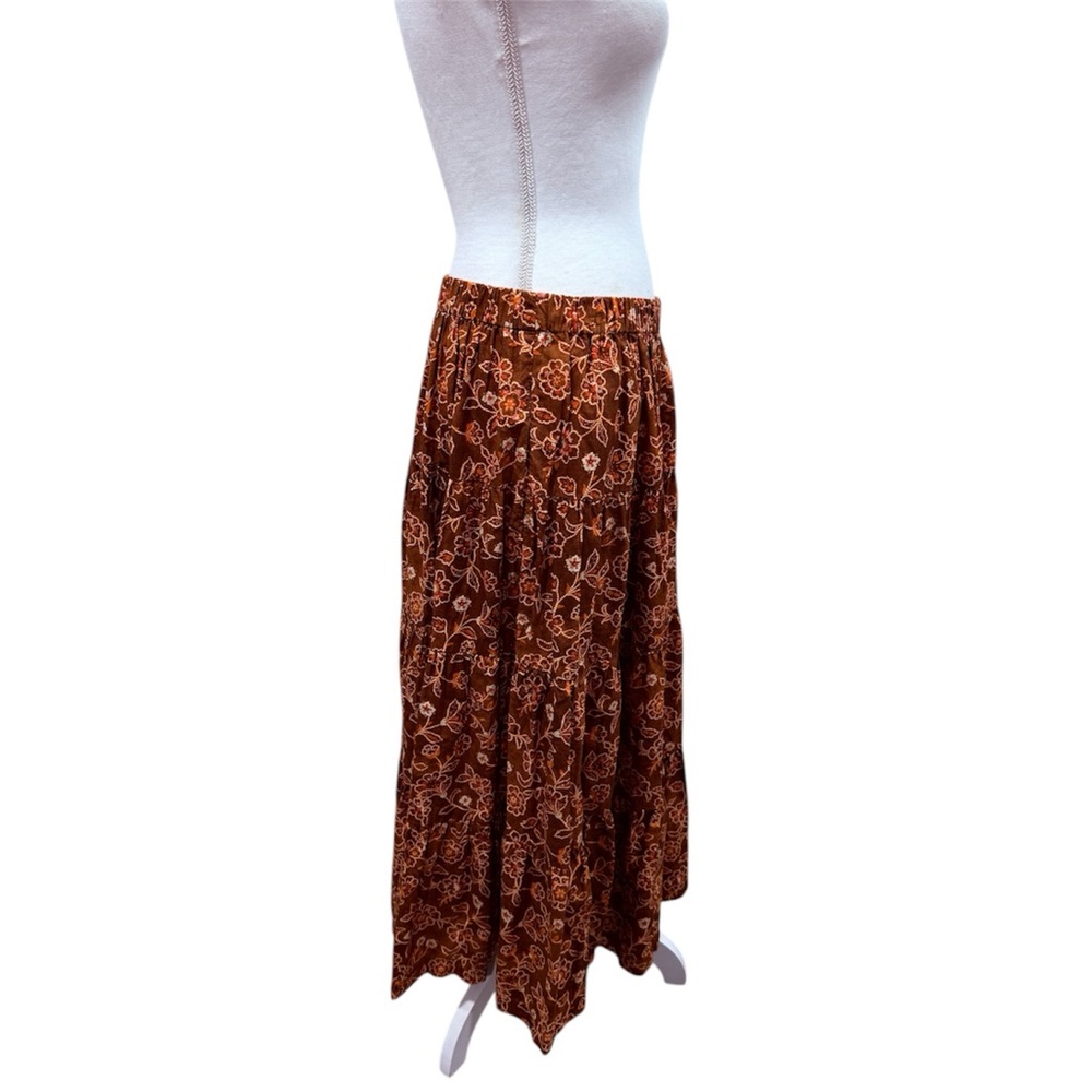 J.Crew Organic Cotton Vintage Vines Floral Print Tiered Pull-On Maxi Skirt - Picture 8 of 14